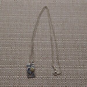 18 Inch Sterling Silver Rustic Cute Heart And Flower Necklace A1741